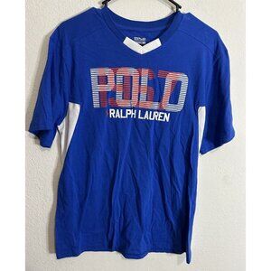 Polo Ralph Lauren Youth Kids Bright Blue Shirt Red Logo Short Sleeve T Shirt XL